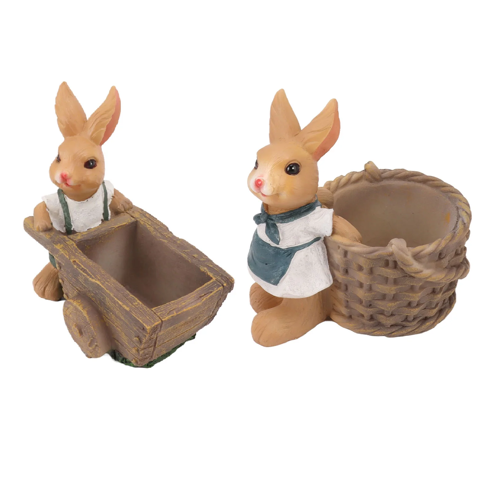 Ouitble 2Pcs Animal Succulent Planter, Cute Resin Rabbit Alcony Patio Flower Pot Plant Container Garden Decoration (Bronze)