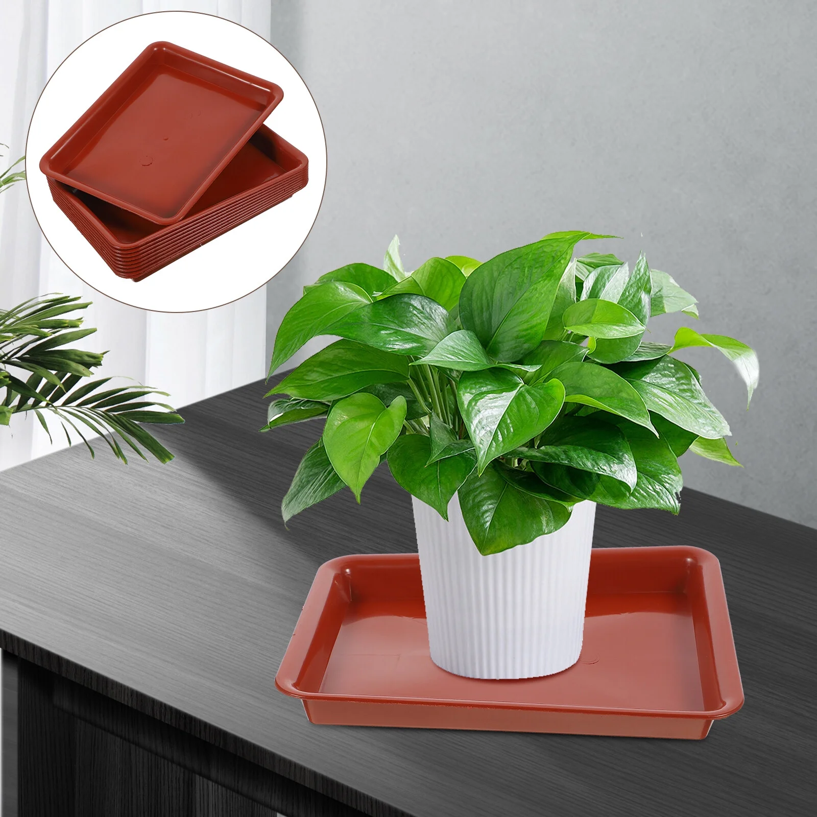 Yueyihe 10Pcs Rectangular Flowerpot Water Tray Rectangular Plant Saucer Garden Plant Pot Holder Trays