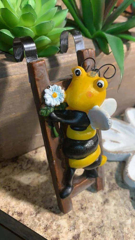 Flower Pot - Hugger Figurine - Bumblebee Garden Decor - Get All The Fun Collections of Pot Pal Climbers - Hanging Planter Decorations - Patio Decor - Yard Decor