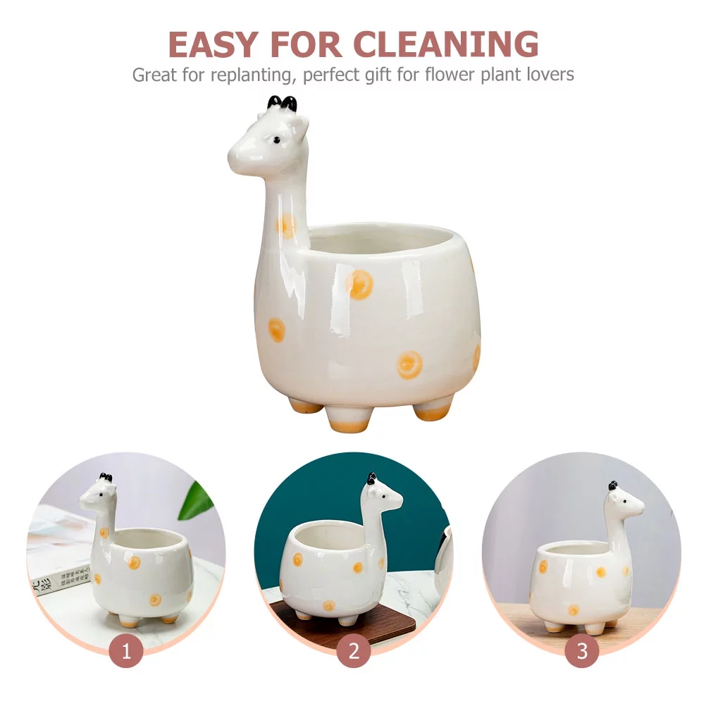 Gongxipen Giraffe Flower Pot Ceramic Giraffe Planter Decorative Small Flowerpot Adorable Plant Flower Container