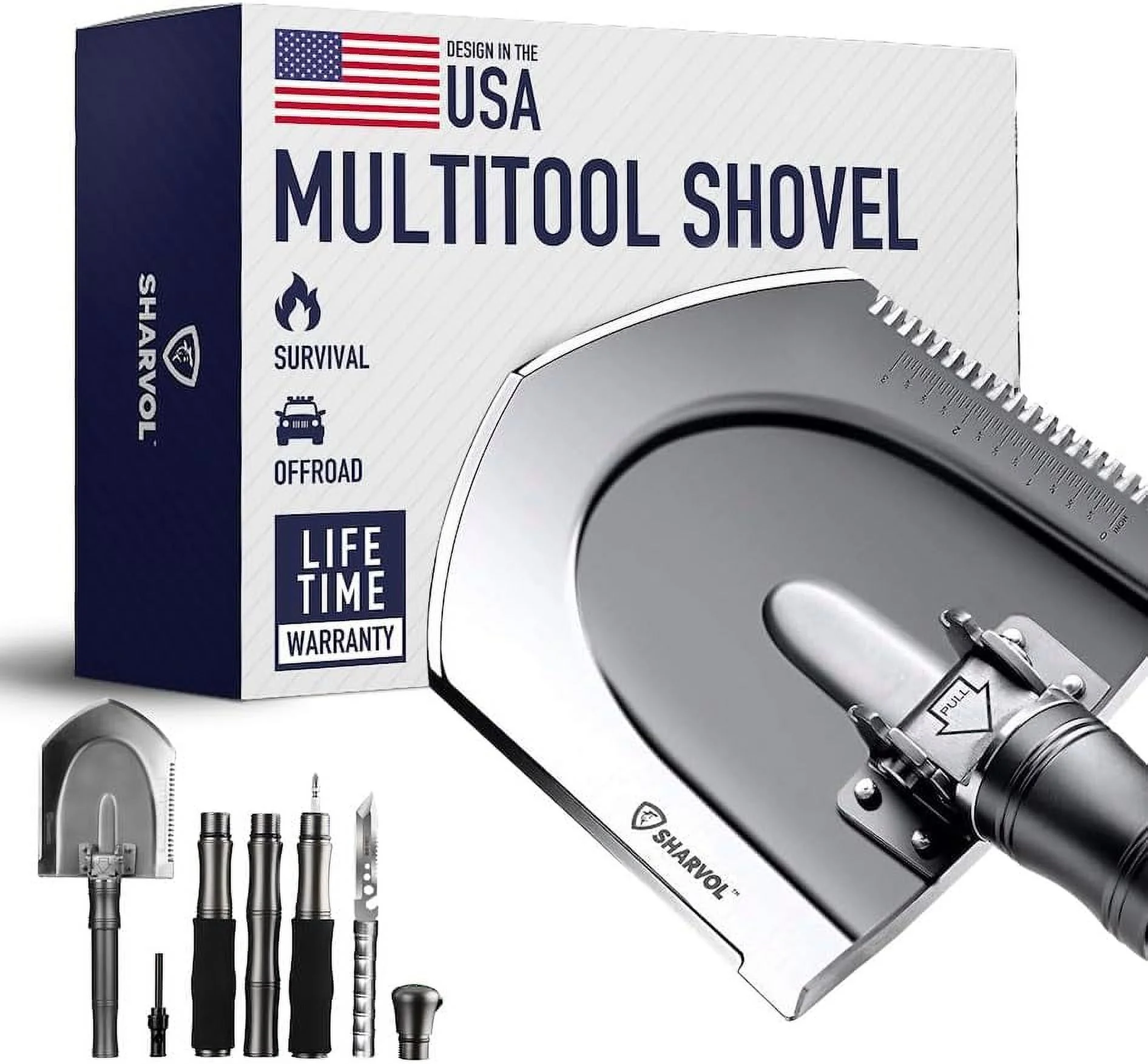 Tactical Shovel Camping Gear Camping Shovel - Multitool Survival Gear, Survival Shovel, Tactical Shovel, Folding Shovel, Survival Gear and Supplies for Bugout, Prepper