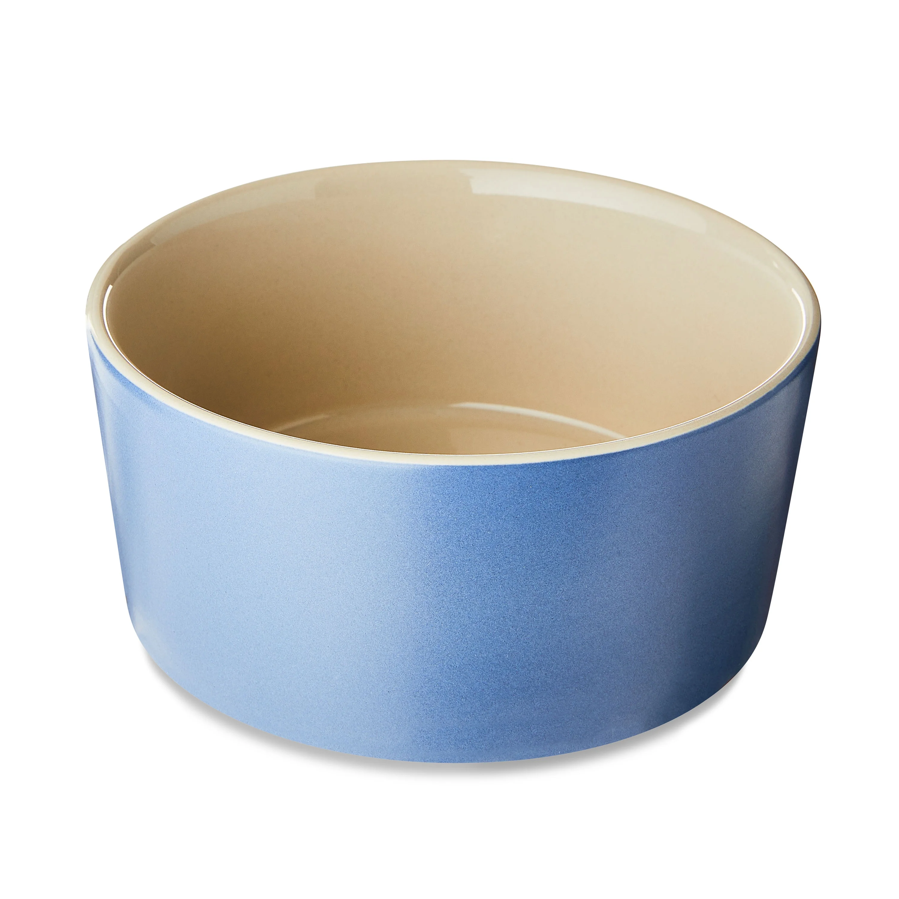 Vibrant Life Medium Two Tone Ceramic Pet Bowl, Blue and Beige, Dog