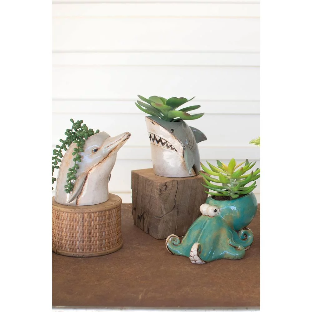 Kalalou Inc Ceramic Dolphin Planter