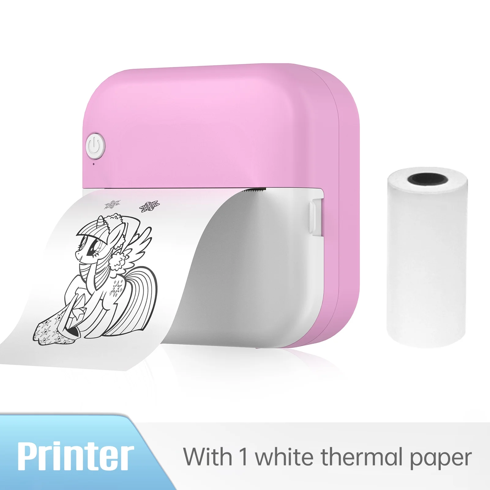 Arealer Label printer,1 Paper Bt With Compatible With Support Label Children Diy Receipt Note With 1 Inkless Dazzduo Printer 1 57mm Compatible With Note Sticker Maker Thermal Printer Portable