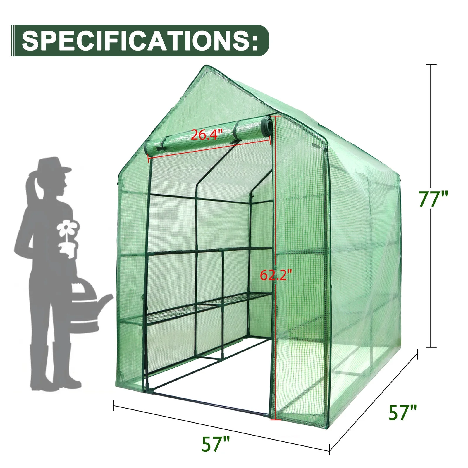 8 Shelves 3 Tiers Walk In Greenhouse for Planter Portable Green House Outdoor