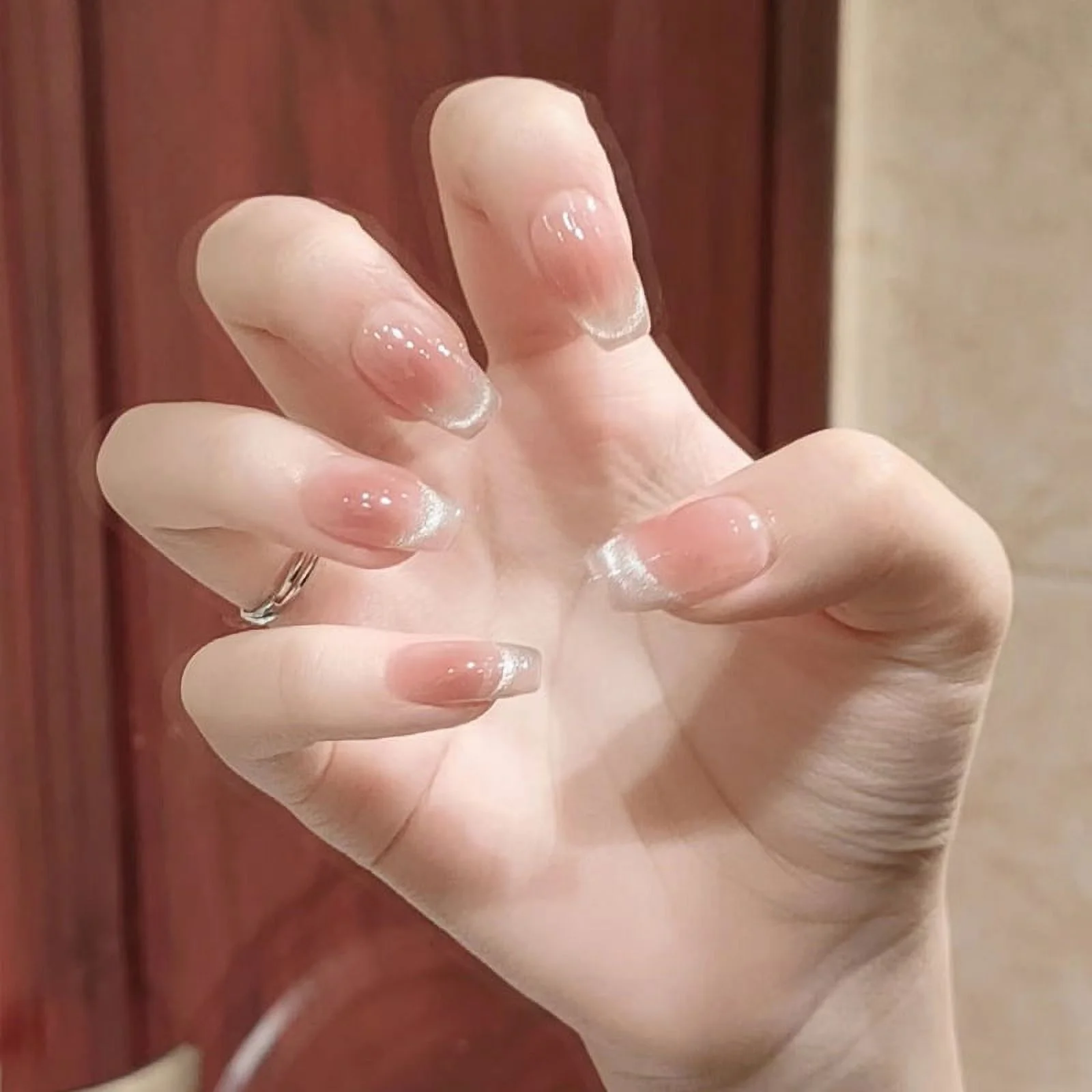 Kisor Press on Nails Short, Long Press on Nails, Opaque Reusable Stick on Nails, Supremely Fit & Natural Fake Nail With Nail Glue In 12 Sizes - 24 Nail Kit, Y06A550E, NO.35