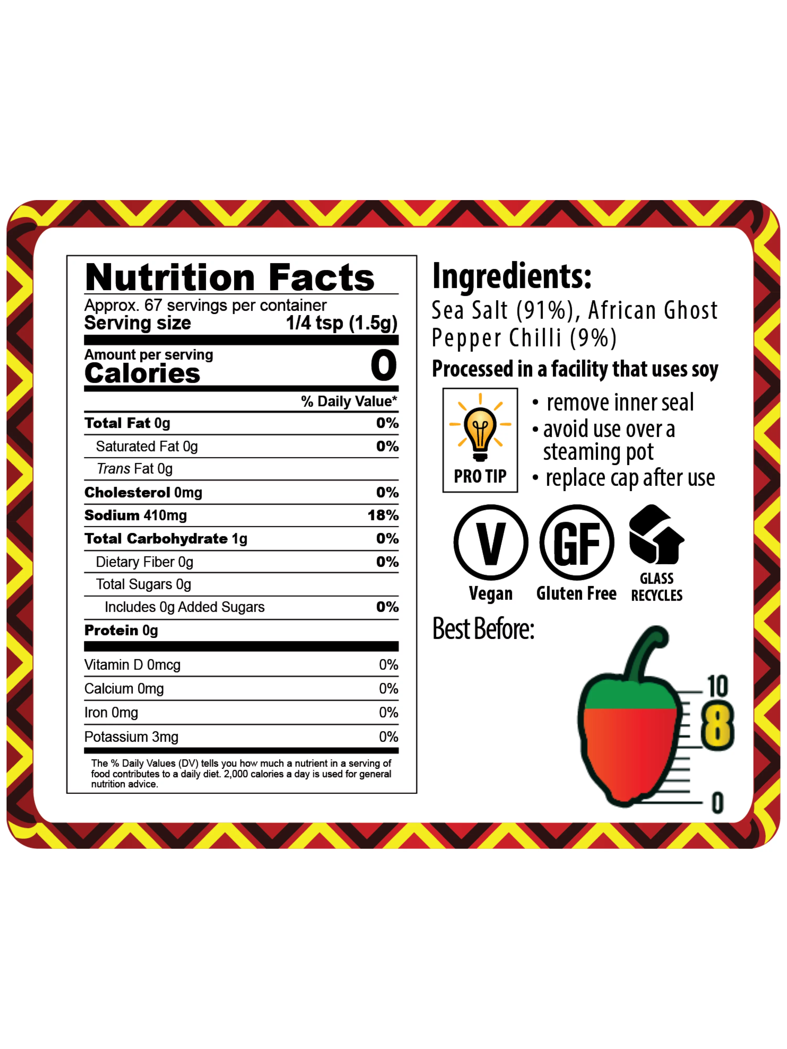 African Dream Foods Ghost Pepper Salt with Grinder (3.5oz)