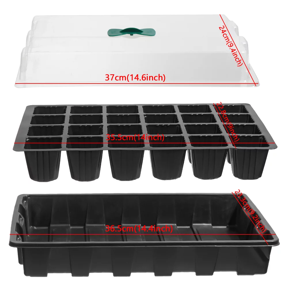 2PCS Greenhouse Plastic Lids Sprout Plate Office Nursery Pots Germination Box Grow Base Planting Tray 12 HOLES