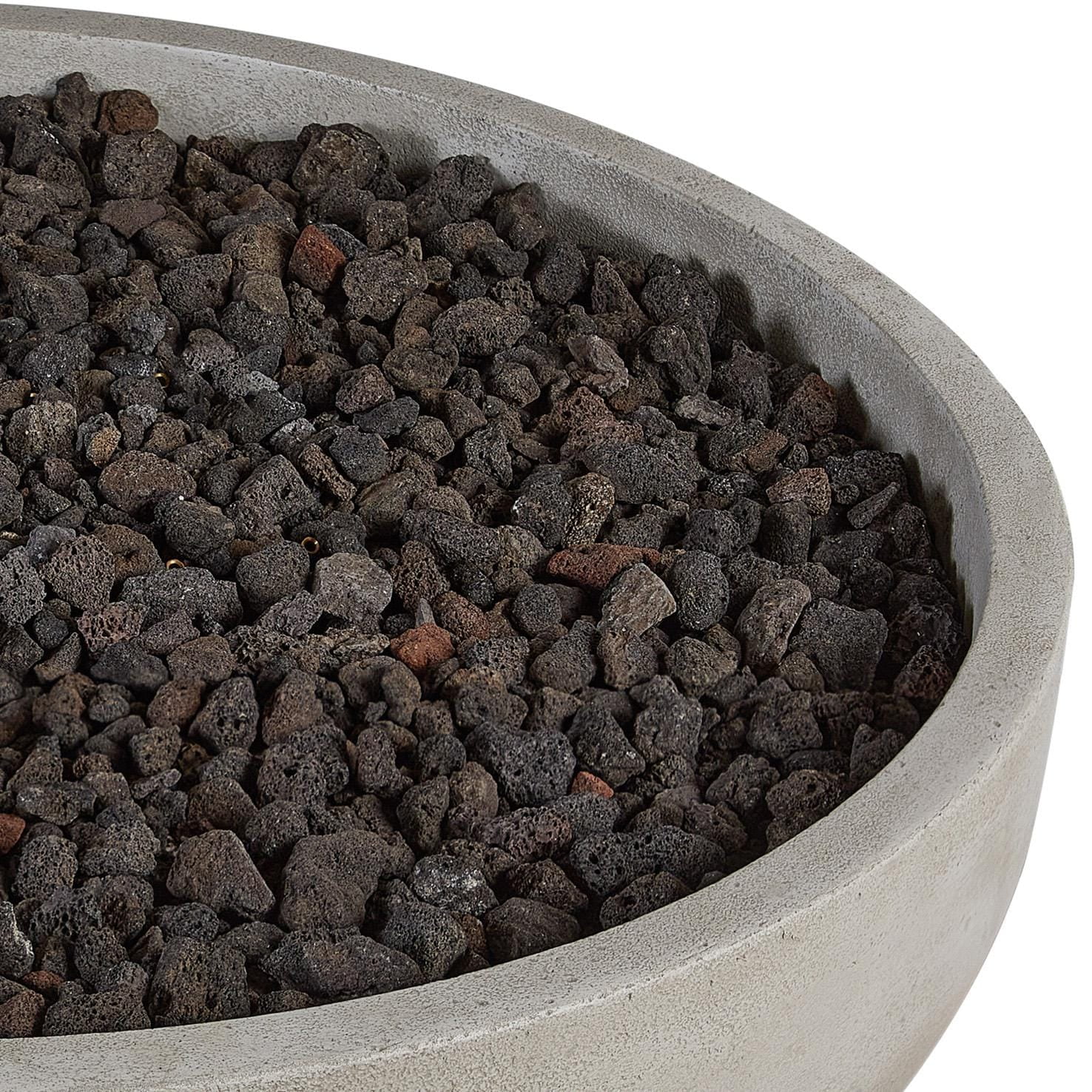 Grand Lake 38 Inch Round Concrete Natural Gas Fire Bowl in White By BBQGuys Signature