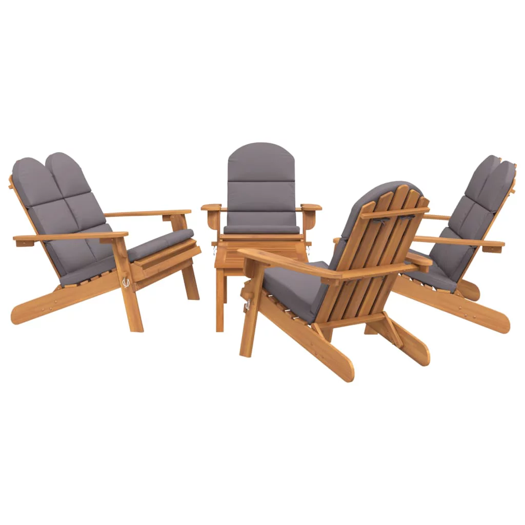 moobody 5 Piece Adirondack Patio Set Solid Wood Acacia