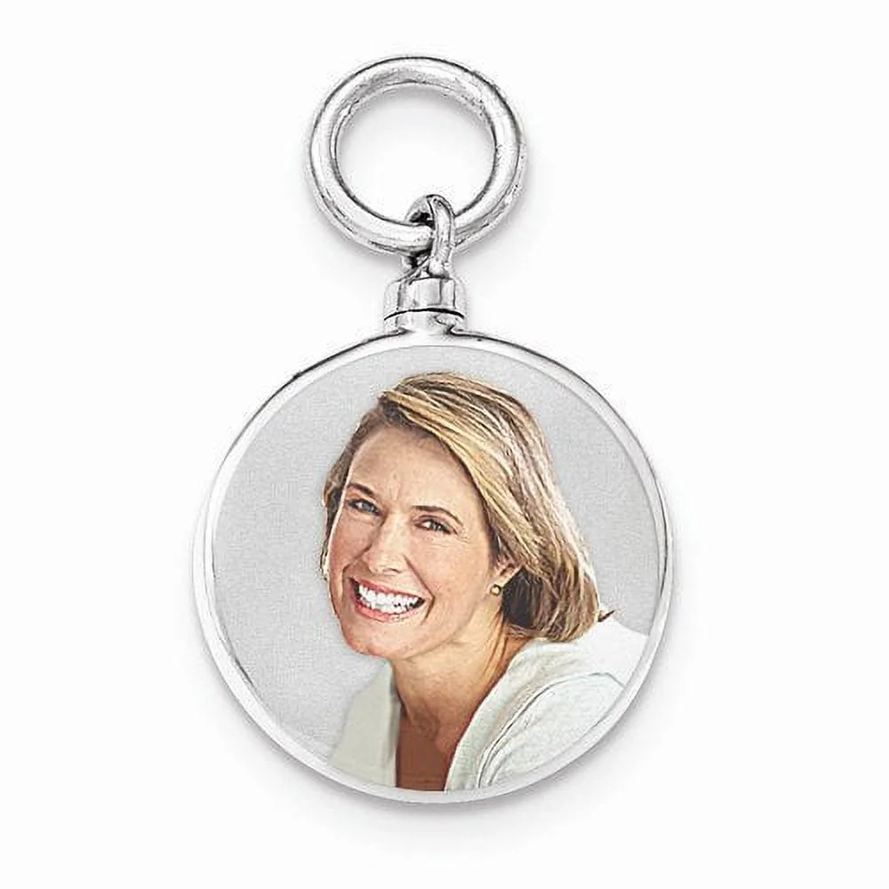 Sterling Silver Round Shaped Photo Cremation Ash Filler - 3/4 Inch X 3/4 Inch in Sterling Silver
