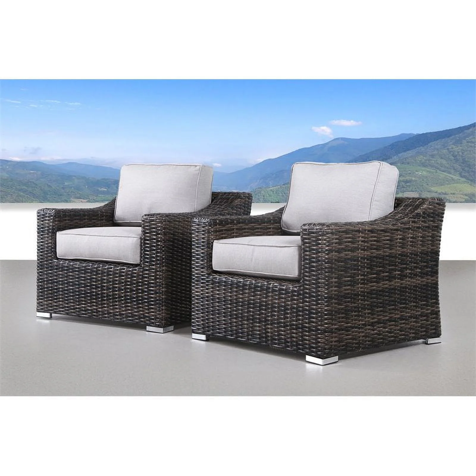 Living Source International Patio Chair with Cushion in Espresso/Gray (Set of 2)