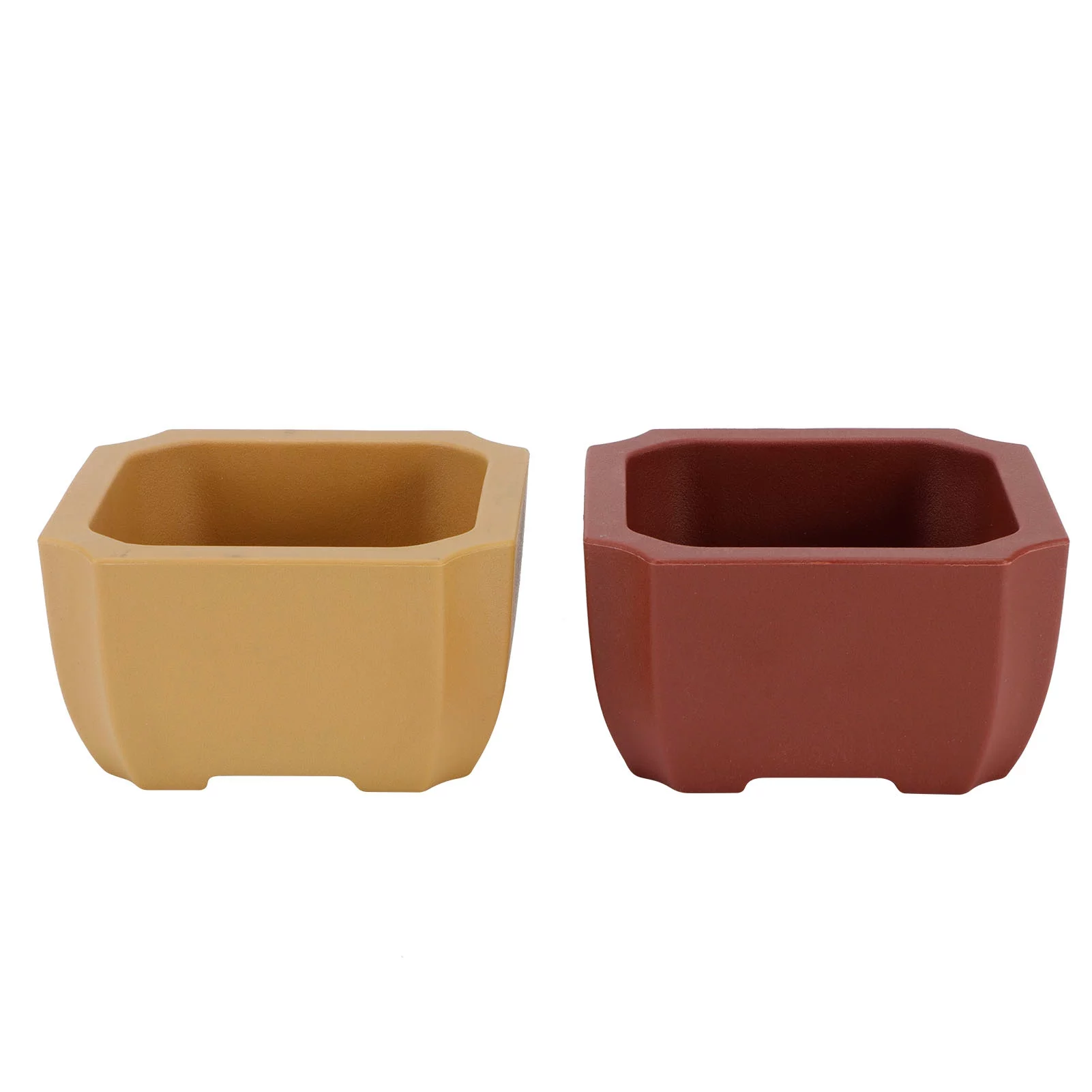 Eddwiin Flower Pot - 2pcs/set Mini Square PU Flower Pot Super Fall Resistant Simulation Red Stoneware Plant Pot
