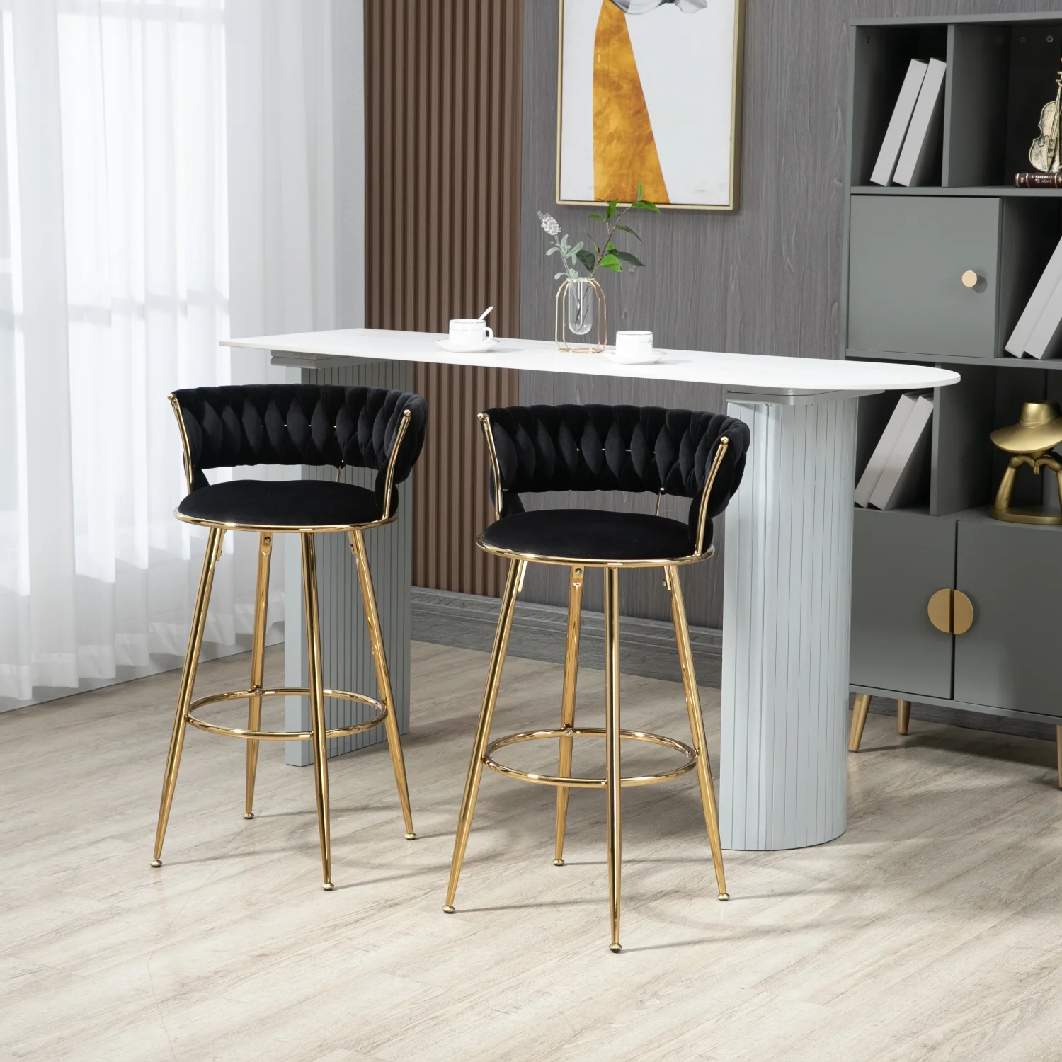 Comfortable and Stylish COOLMORE Counter Height Bar Stools with Back and Footrest for Kitchen Island  Set of 2 Modern Bar Chairs  Ergonomic Design for Home Bar  Dining Room or Patio Use -