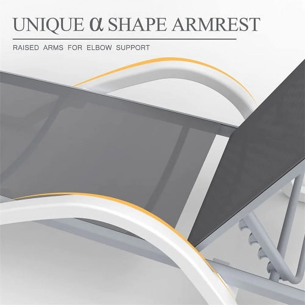 YPDCHB Patio Chaise Lounge Adjustable Aluminum Pool Lounge Chairs with Arm All Weather Pool Chairs for Outside in-Pool Lawn (Gray  1 Lounge Chair+1 Plastic Table)