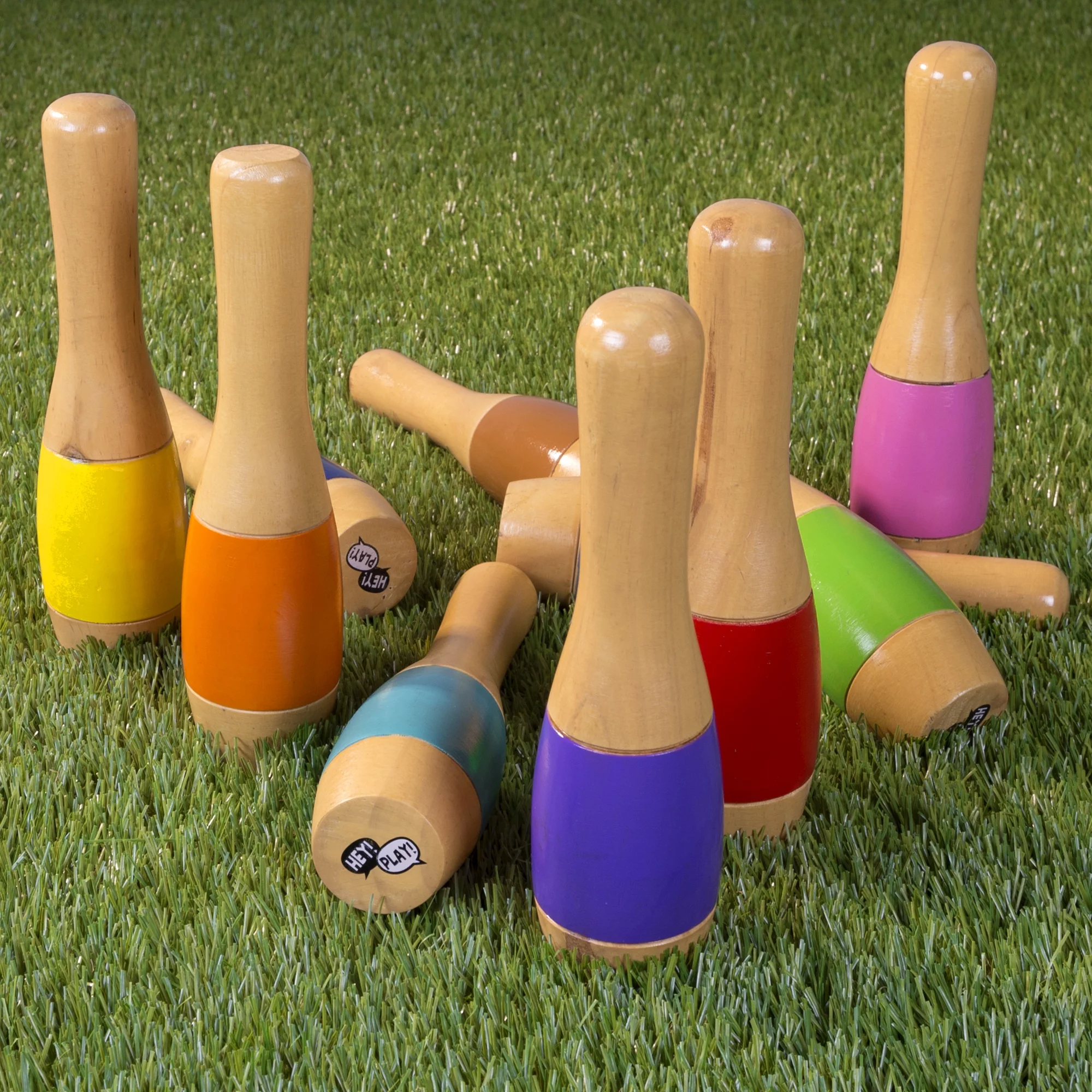 Lawn Bowling Game/Skittle Ball- Indoor and Outdoor Set by Hey! Play! (9.5 Inch)