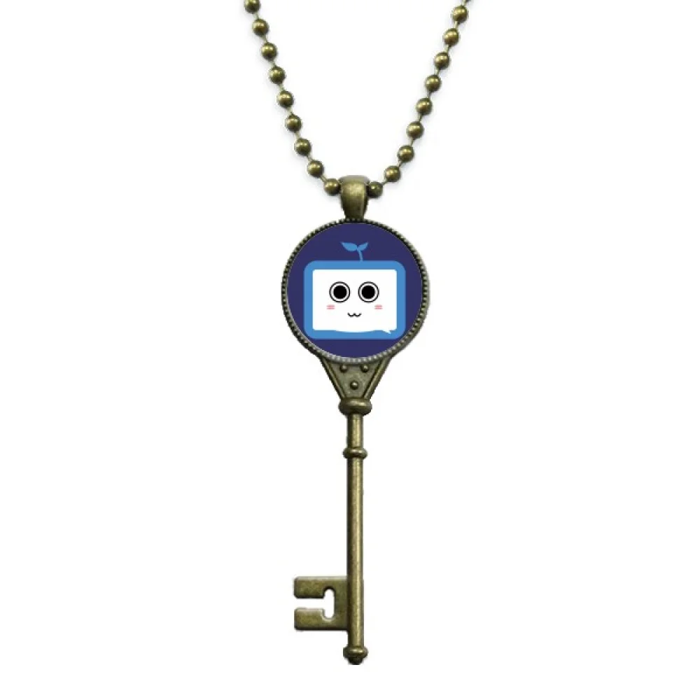 Saplings Cute Small TV Face Original Key Necklace Pendant Tray Embellished Chain