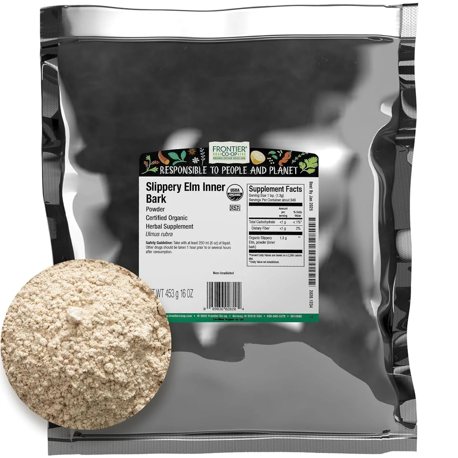 Organic Slippery Elm Powder (1lb) by Frontier - Kosher