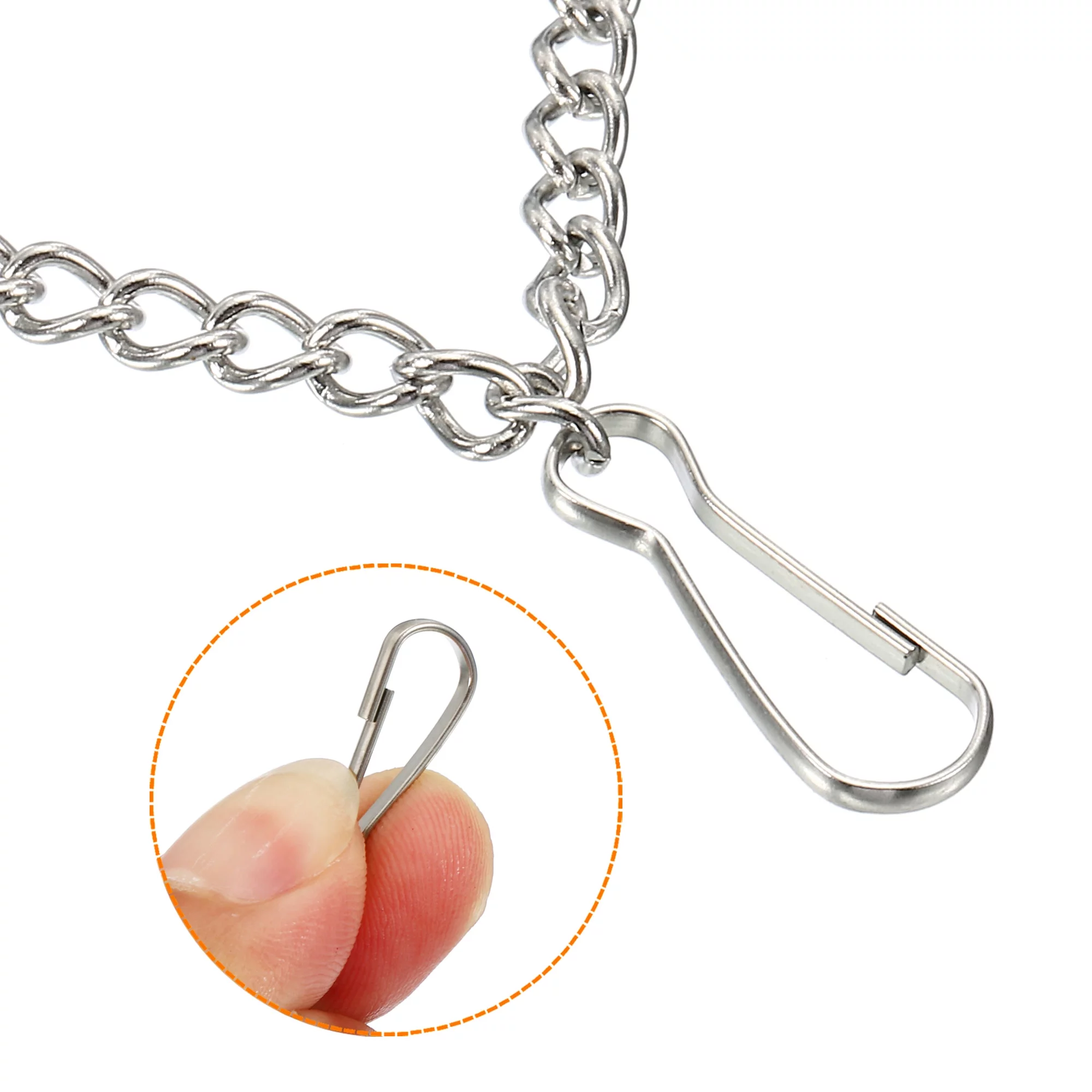 Uxcell 7.87 inch Signboard Garden Plant Basket Clips Hangers Hanging Chain Stainless Steel Silver Tone 4pcs