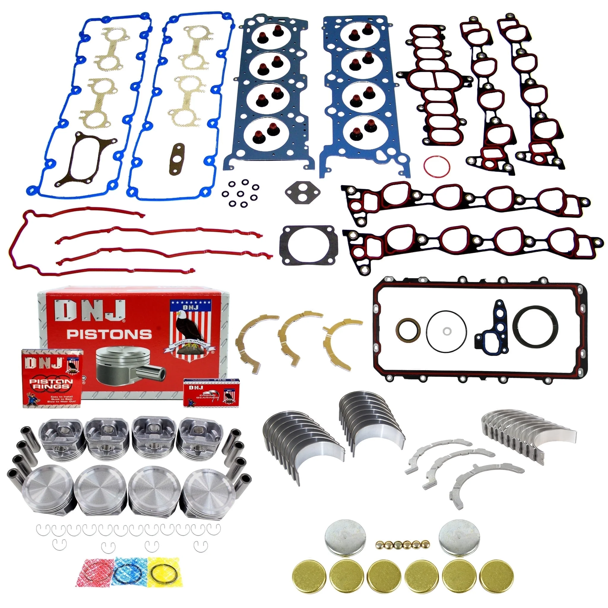 DNJ EK4160A Engine Rebuild Kit Fits Cars & Trucks 1997-1998 Ford Lincoln E-150 E-250 E-350 Expedition F-150 F-250 Navigator 5.4L SOHC V8 16V 330cid VIN L