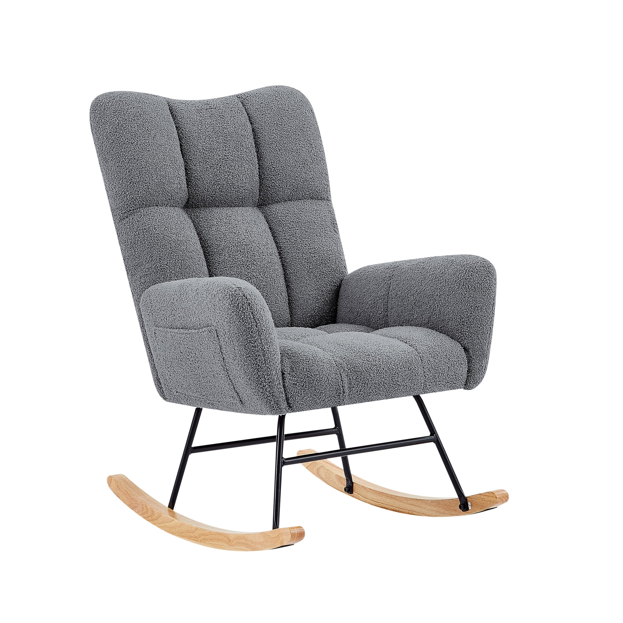 DeeHome grey teddy fabric rocking chair
