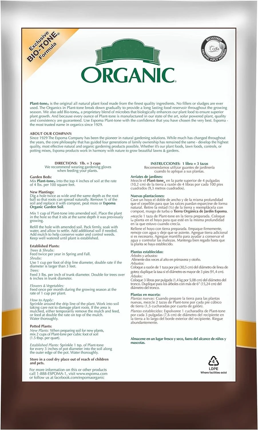 Organic Plant-Tone 5-3-3 Natural & Organic All Purpose Plant Food; 50 lb. Bag; The Original Organic Fertilizer for All Flowers, Vegetables, Trees, and Shrubs