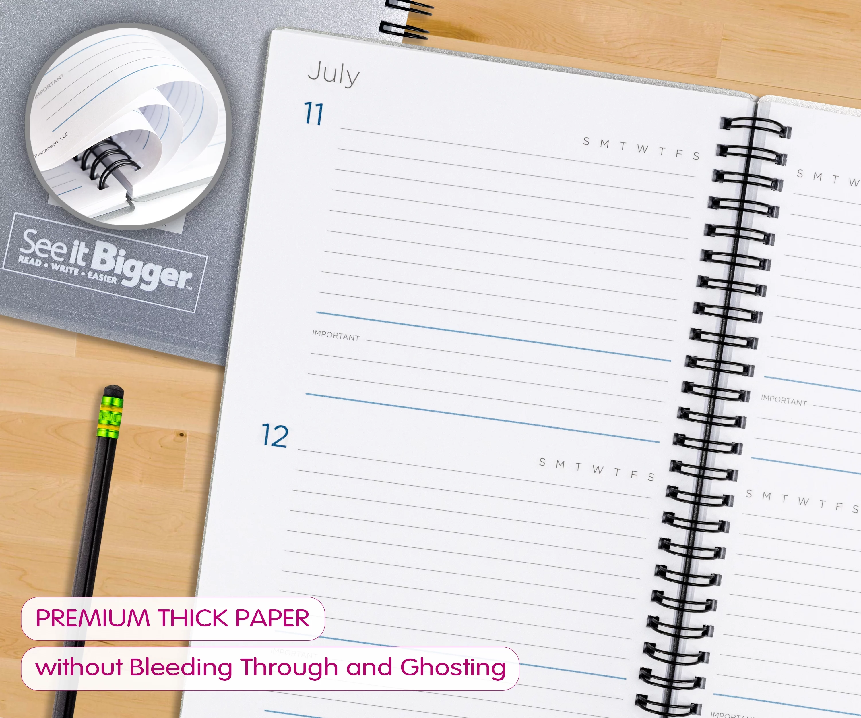 See It Bigger Undated Daily Planner (9.25 x 6.25) Gray