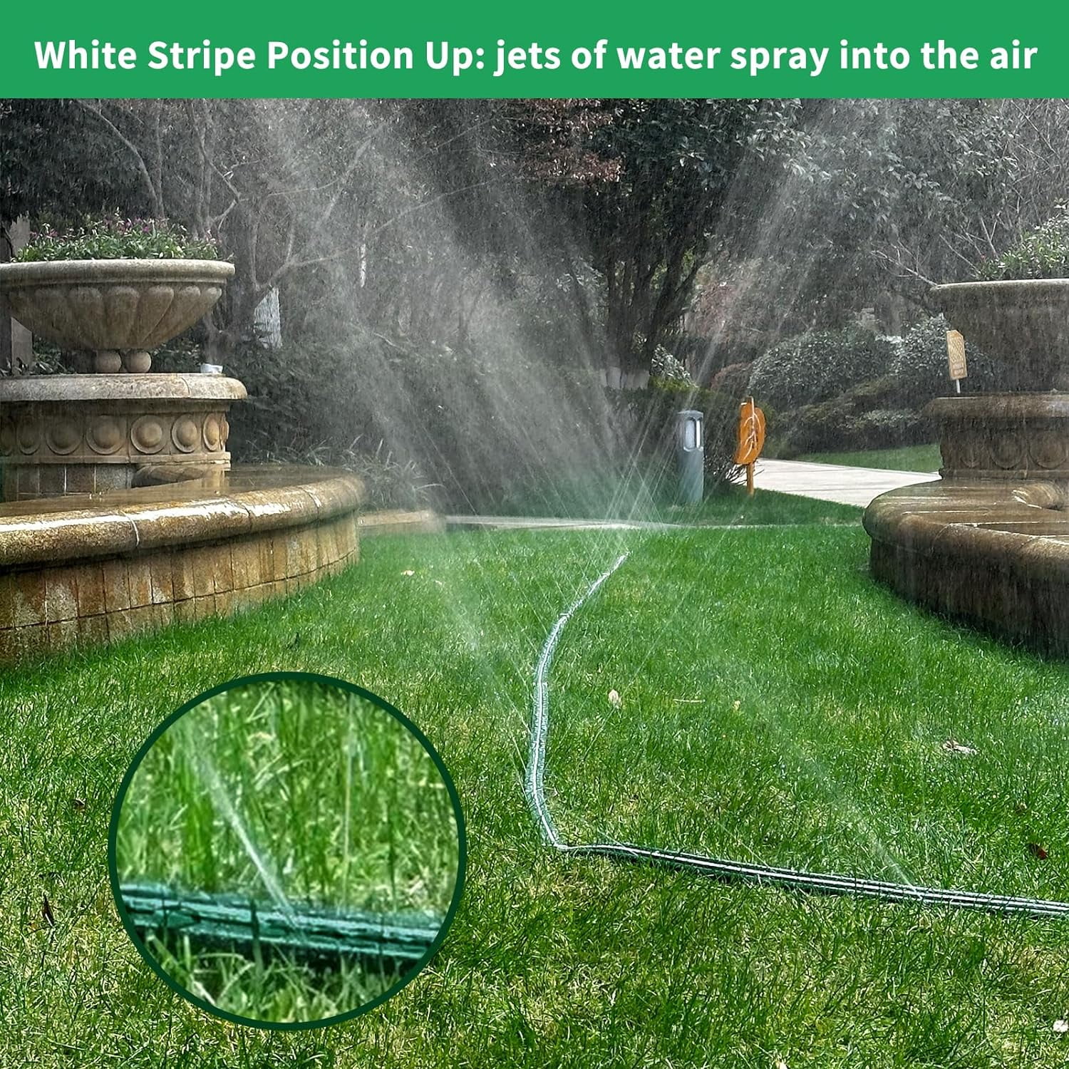 Liffey 2024 Flat Sprinkler Hose for Lawn Watering Garden Soaker hose with holes  50FT 2PACKS Heavy Duty Lightweight Liffey-Kink Water Hose with Stakes  Irrigation Hose  Great Fun for kids