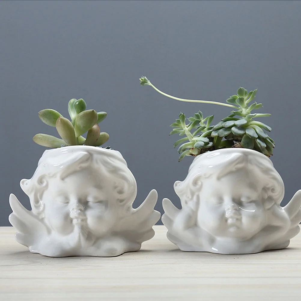 Gongxipen Ceramic Succulent Holder Desktop Planter Table Flowerpot Succulent Pots Random Style White