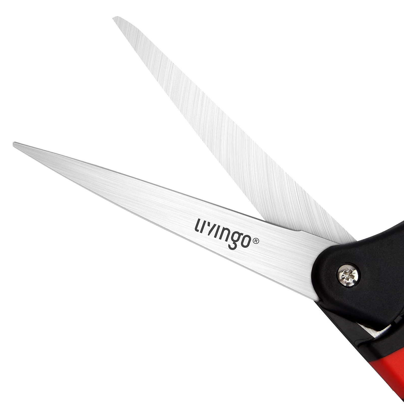 LIVINGO Fabric Spring Scissors, Professional Stainless Steel Heavy Duty Shears for Home Craft Sewing, 10” Red / Black