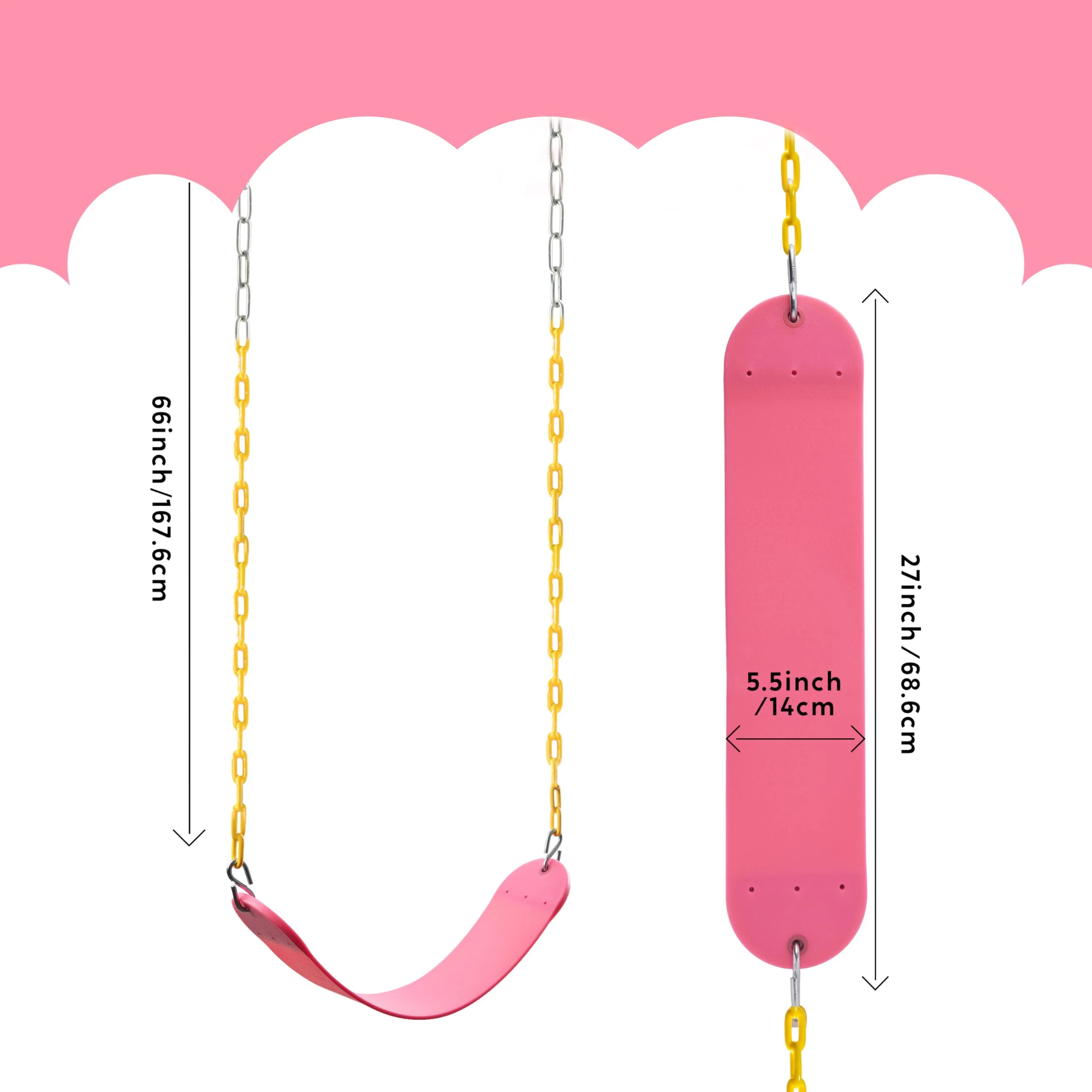 Syncfun Replacement Swing for Kids Adult, Heavy Duty Swing Set Swing Seat with 66