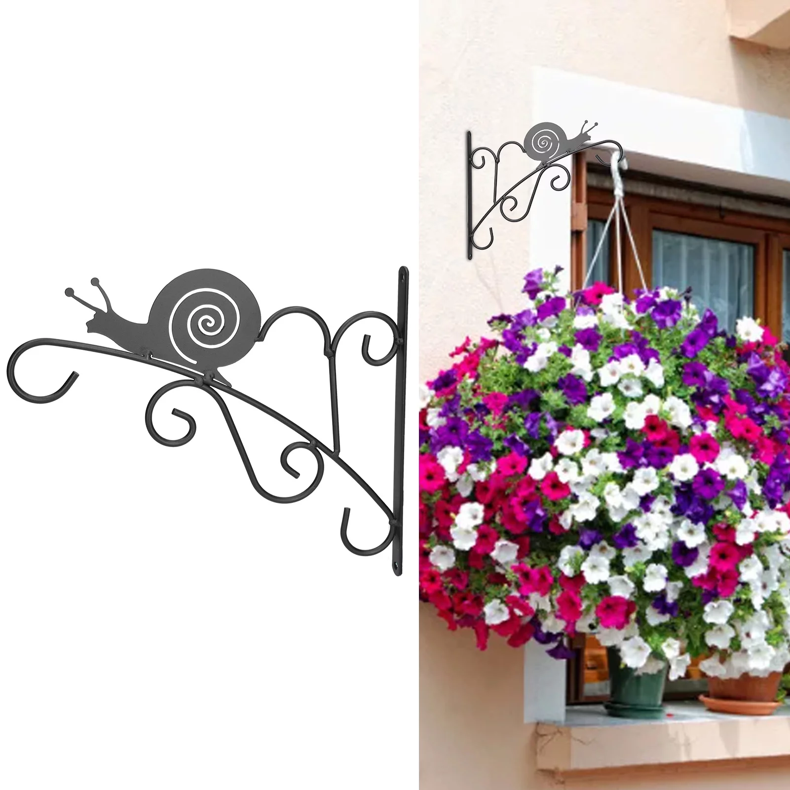 Hanging Basket Flower Stand European Style Wall Mounted Wrought Iron Flower Basket Living Room Balcony Flower Stand
