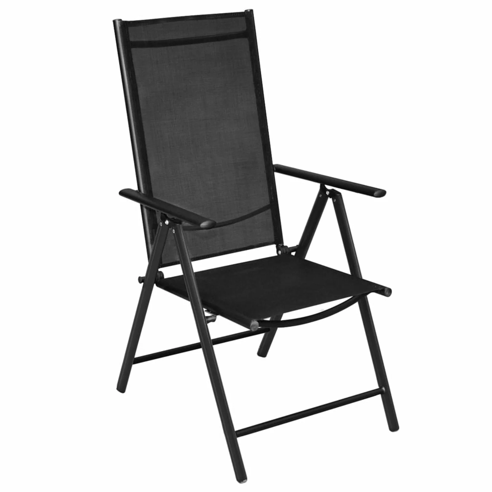 Dcenta 2 Piece Folding Chairs Aluminium and Textilene Black Backrest Adjustable  Dining Chair for Garden Patio, Backyard, Poolside 21.3 x 28.7 x 42.1 Inches (W x D x H)