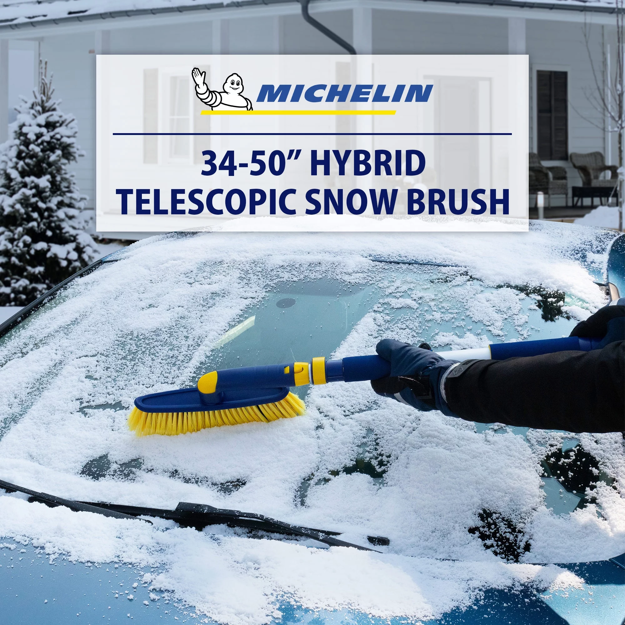 Michelin Hybrid Telescopic 34-50 inch Snow Brush Multi-Tool with Swivel Head