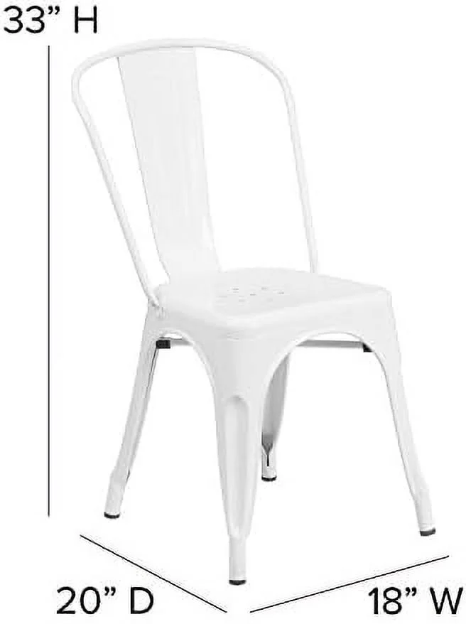 Grade White Metal Indoor-Outdoor Stackable Chair