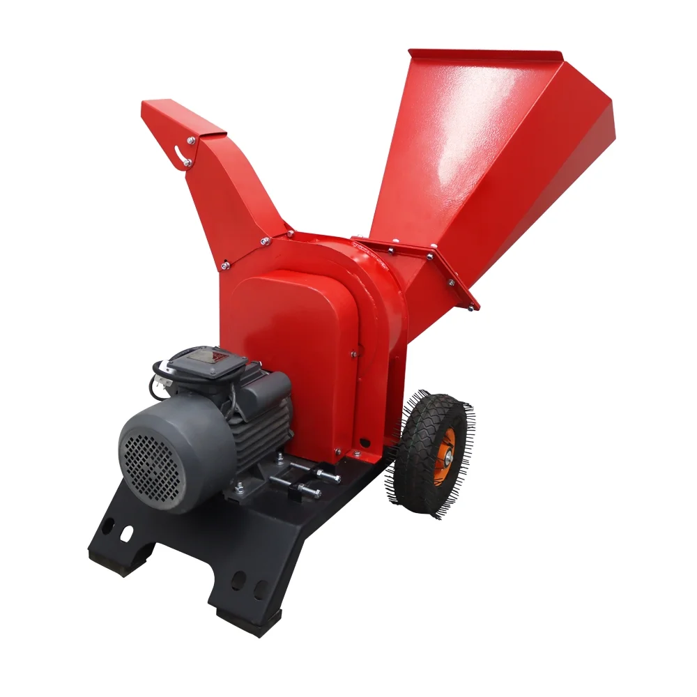 Techtongda 220V Hand Pushed Wood Crusher Branch Crusher Twig Shredder Straw Landscaping Shredder