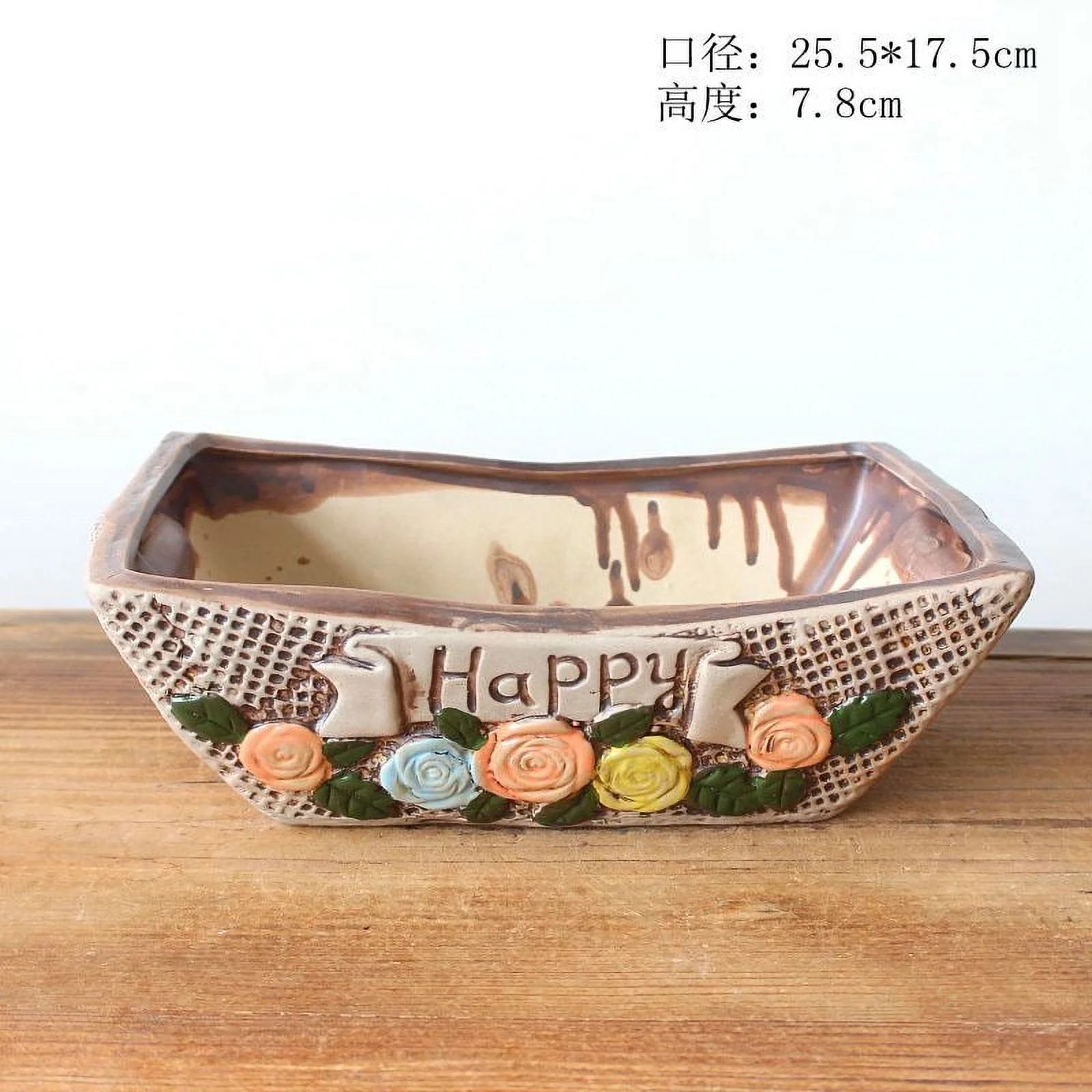 LivNxt Hand-painted Ceramic Succulent Planter - Rustic Pot for Succulent Arrangements