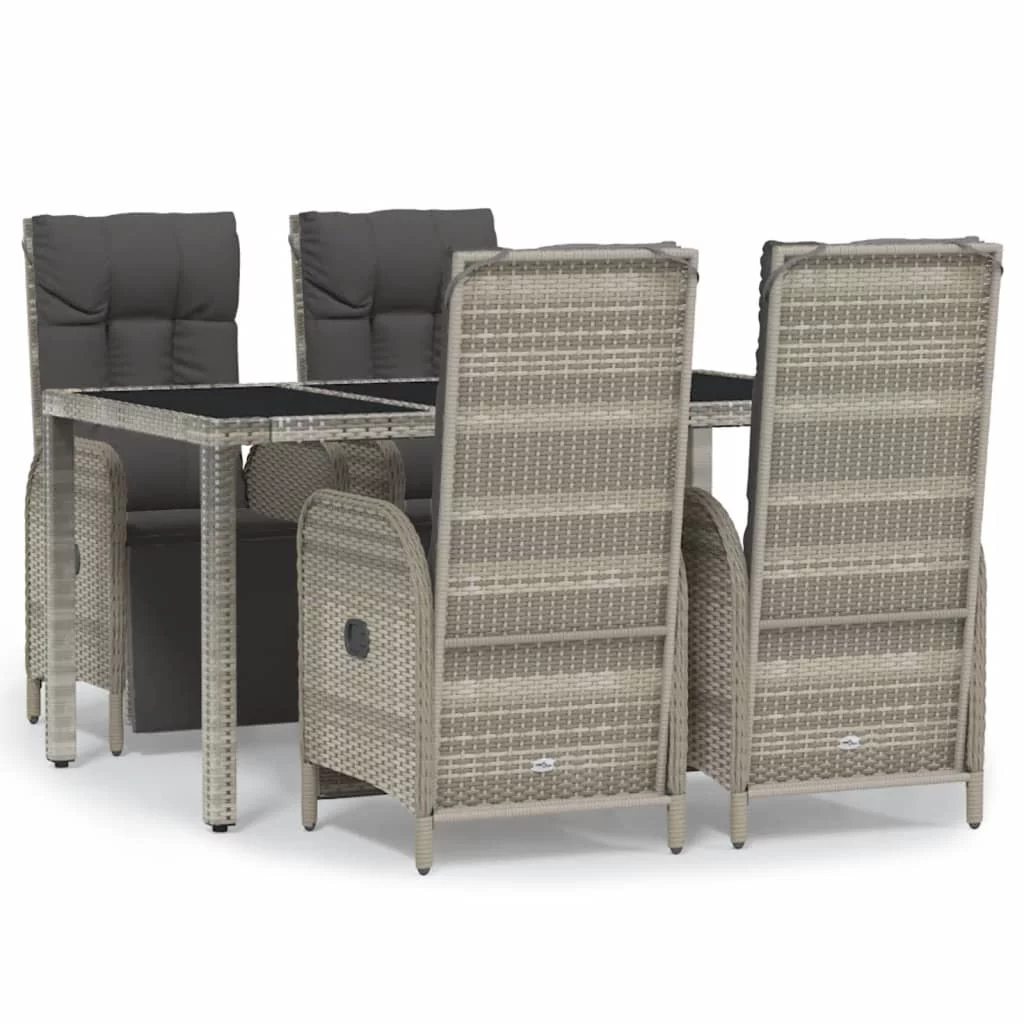 Irfora 5 Piece Patio Dining Set with Cushions Gray Poly Rattan