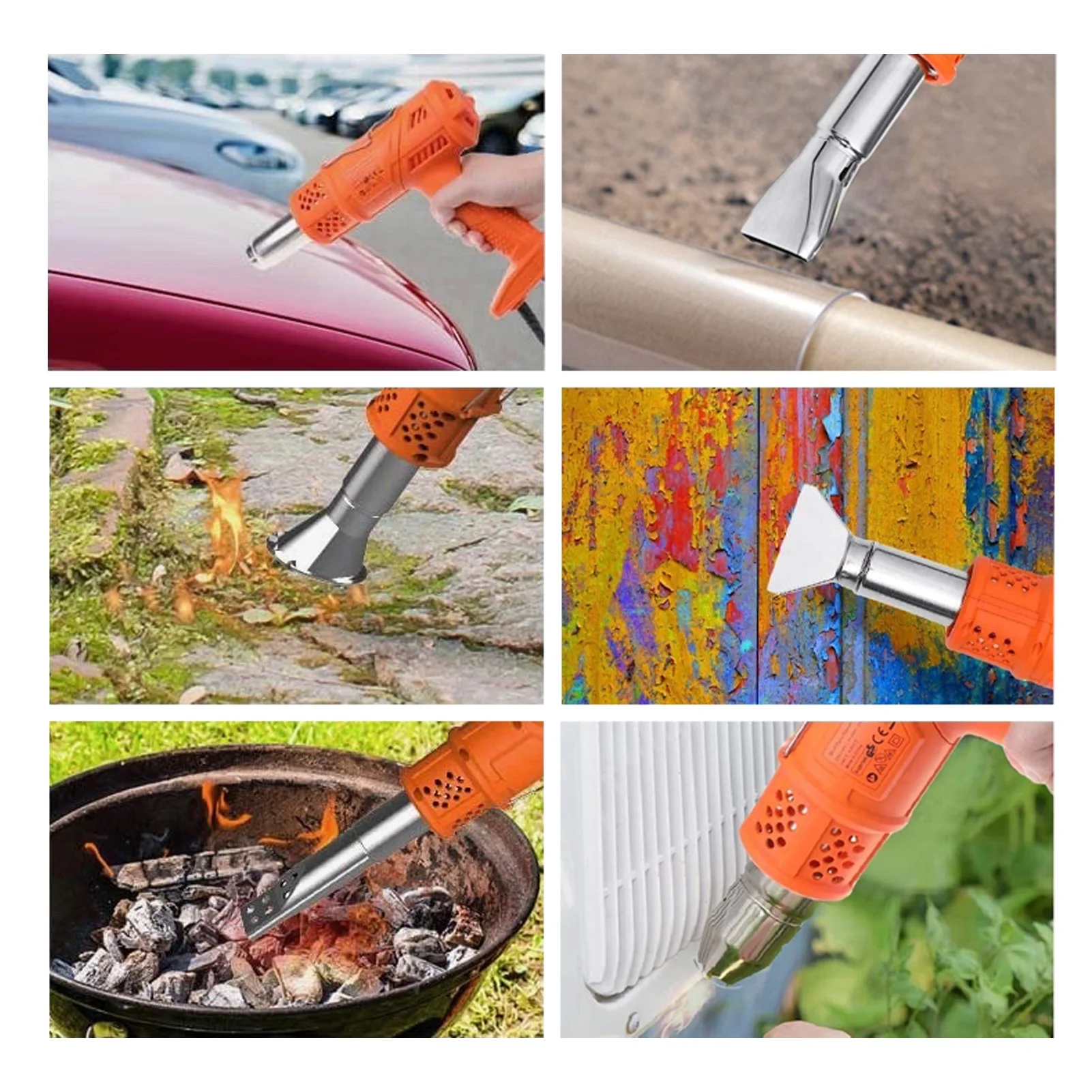 3 in 1 Electric Weed Hot Air Weed Torch Barbecue Lighter with 5.9ft Cable 5 Nozzles Electric Weed Killer Thermal Weeding Stick BBQ Igniter 2000W Up to 650℃ for Garden Patio Driveway