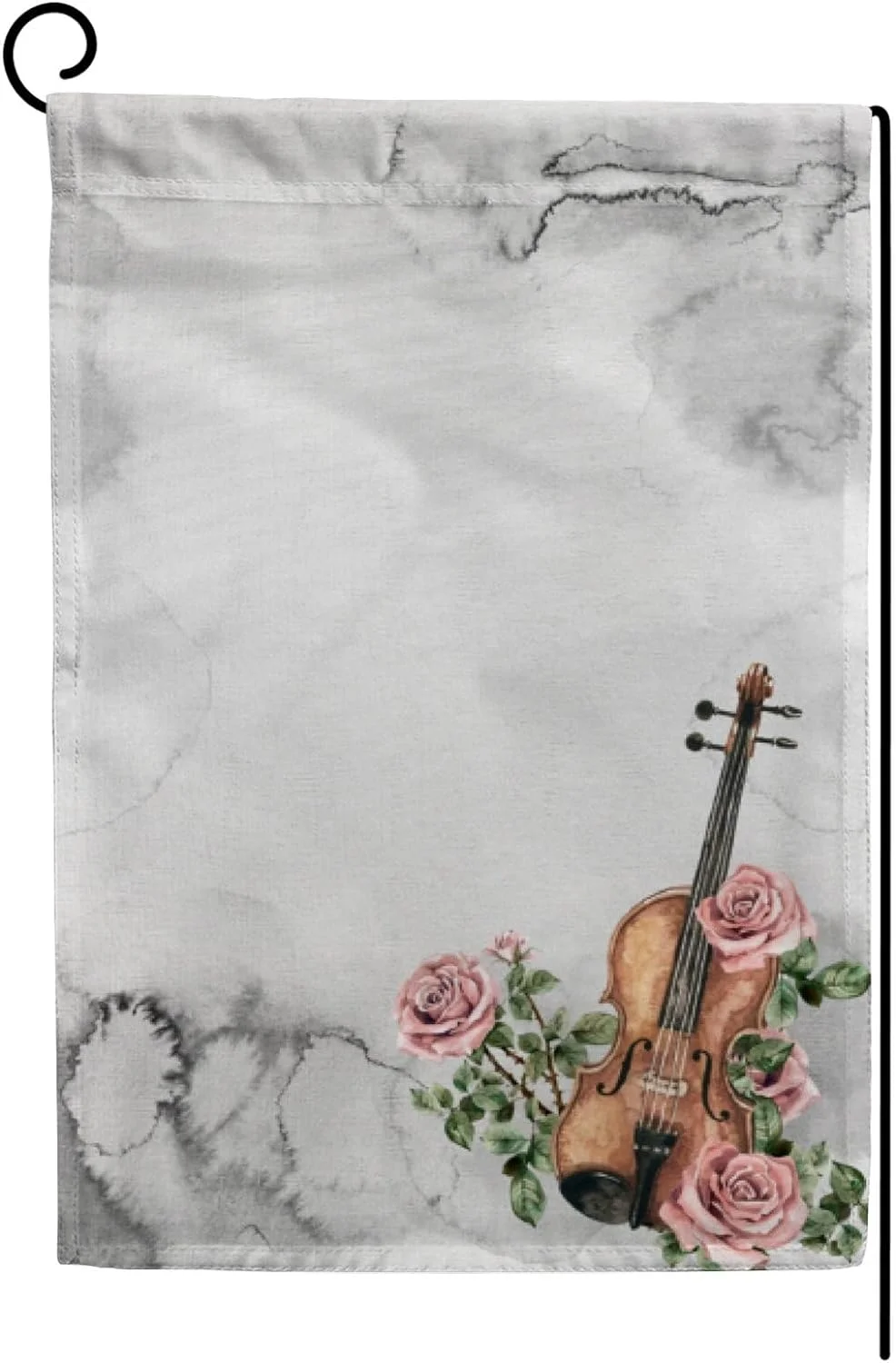 Guitong Garden Flags Music Instrument Violin Soft Pink Roses Yard Flag for Outside Vertical Double Sided Seasonal Welcome Flags Polyester for Farmhouse Outdoor Decorative in 28X40 inch