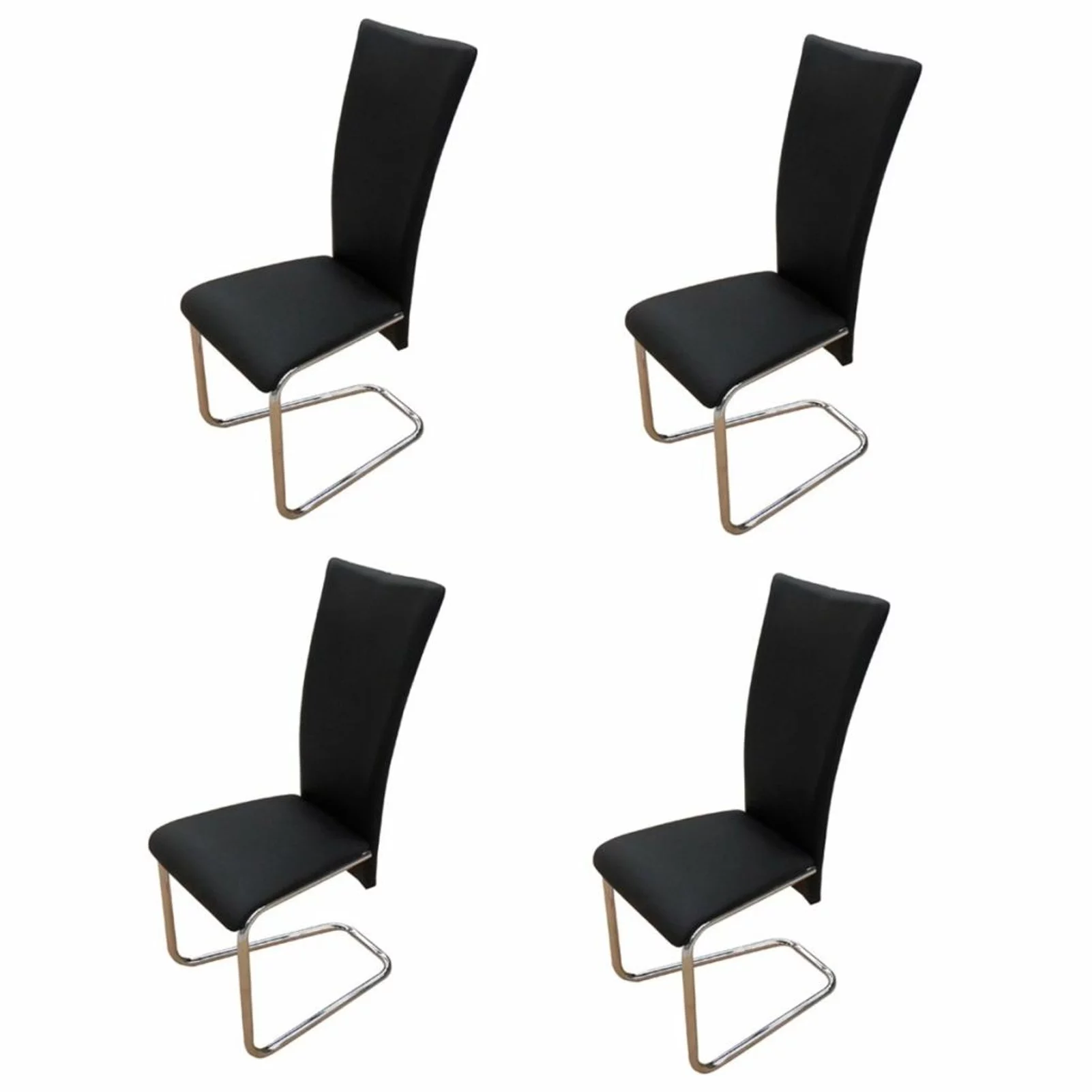 Dcenta 4 Piece Dining Chairs Faux Leather Upholstery Armless Side Chair with Iron Frame Legs for Kitchen, Dining Room, Living Room, Home Furniture Black 16.9 x 21.7 x 40.5 Inches (W x D x H)