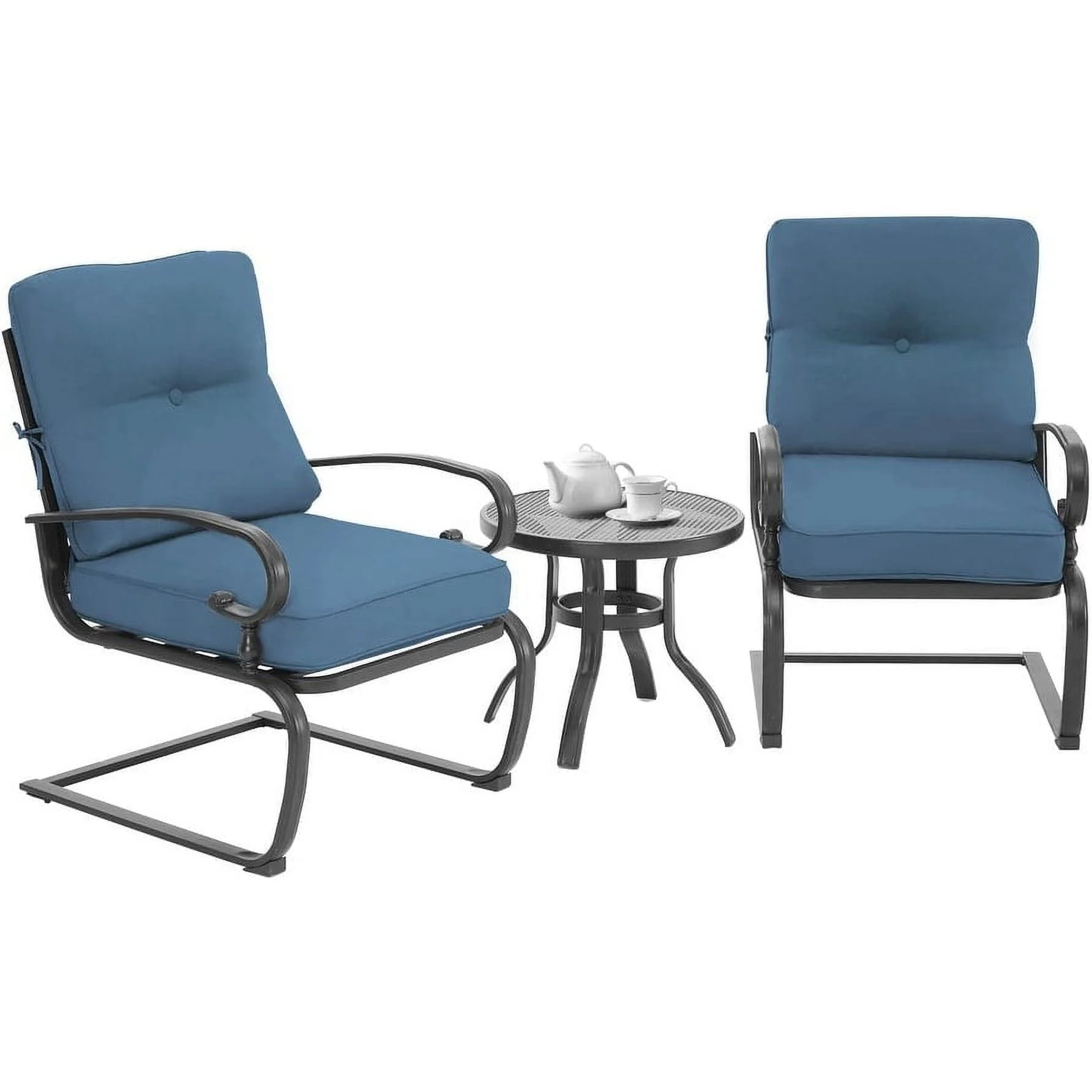 Havenside Home Nista 3 piece Outdoor C-Spring Patio Bistro Set by  Blue