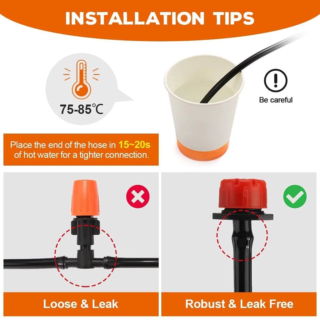 Irrigation System Distribution Tubing Watering Kit for Garden Greenhouse