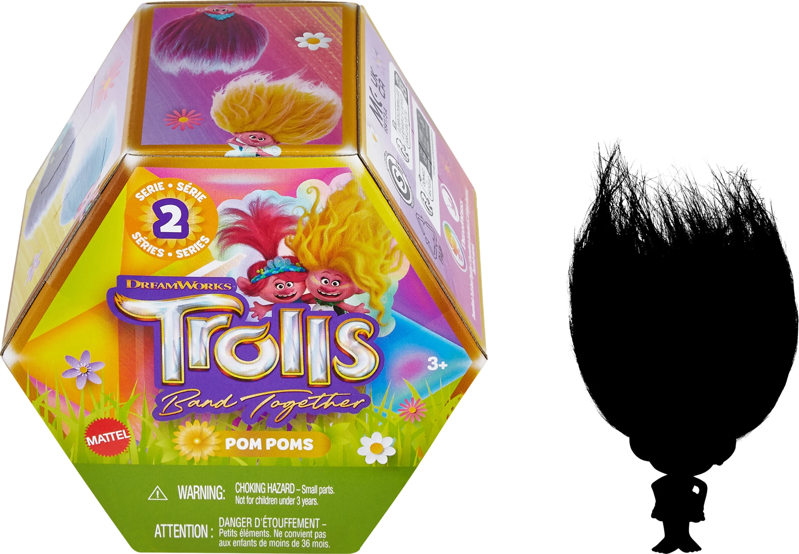 DreamWorks Trolls Band Together Rainbow Pom Poms Keychains with Surprise Mini Doll, Rainbow Series 1
