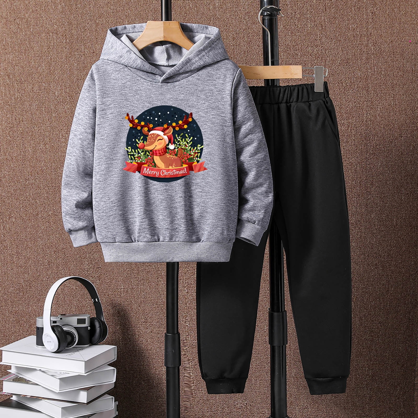 BOLUOYI Christmas Outfits for Boys Toddler Boys Long Sleeve Print Shirt Tops and Pants 2Pcs Child Kids Set&Outfits