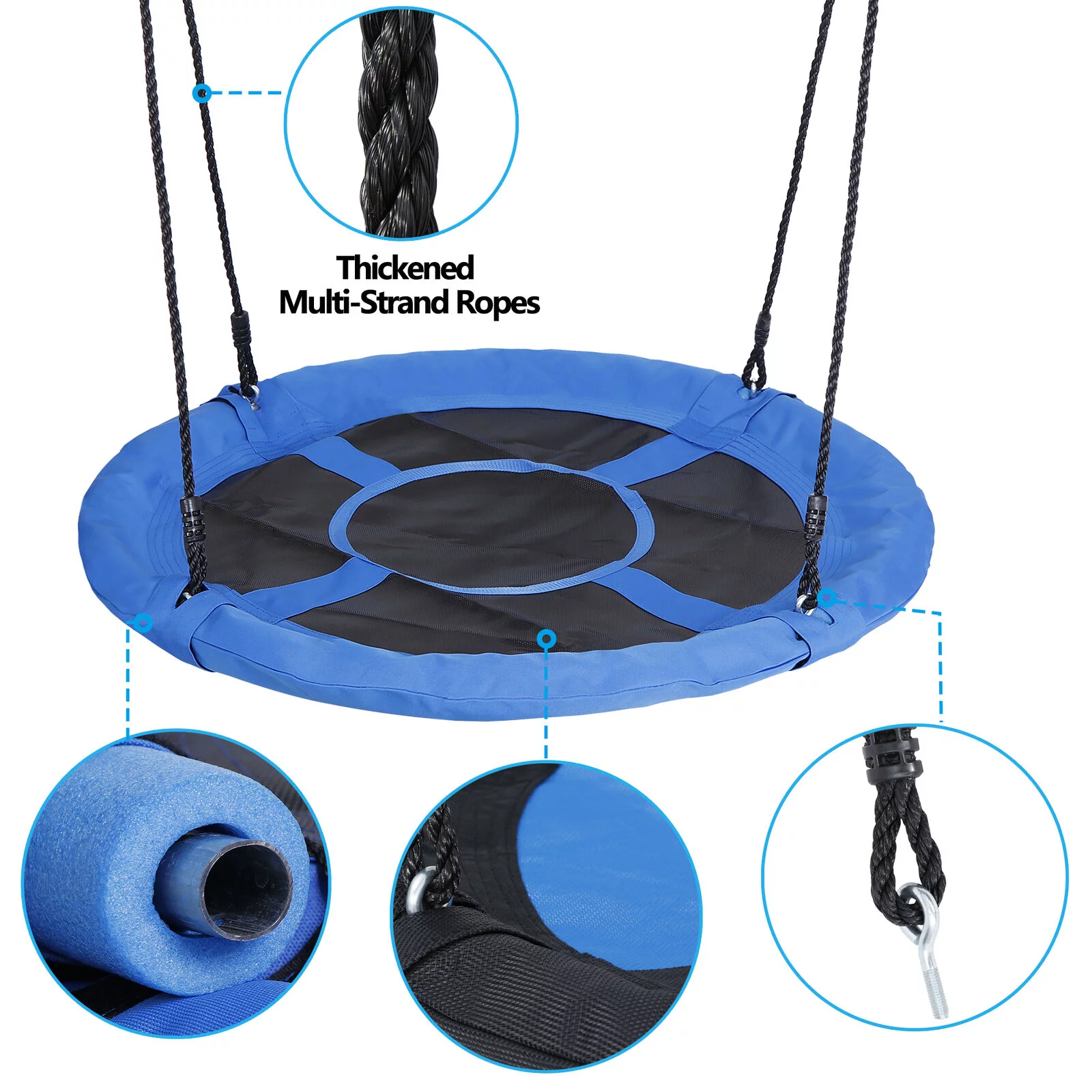40''Saucer Tree Swing Set Outdoor Giant Round Platform Adjustable W/Hooks,Chains