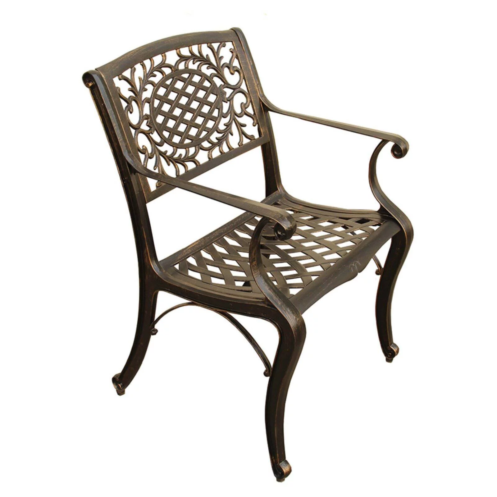 Oakland Living Ornate Mesh Lattice Aluminum Patio Dining Arm Chair