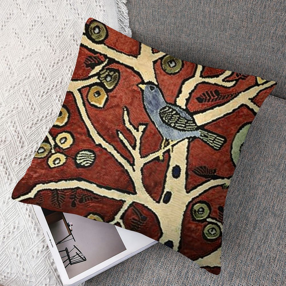 Plant Birds Throw Pillow Cover | Karla Gerard Designer Pillowcase Chair Cushion Chair Cushions Hand Embroide Wool