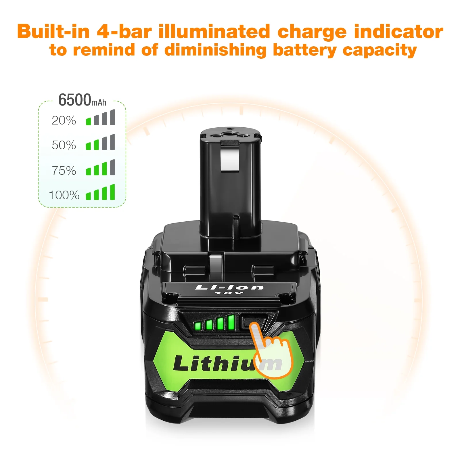 6000mAh Replacement Battery for Ryobi 18 Volts One+ P102 P103 P104 P105 P107 P122 Cordless Tools