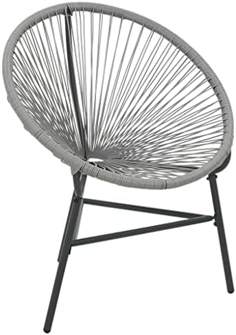 xrboomlife Gray  Chair - Poly Rattan Patio  - Water-Resistant Outdoor Chair with Powder-Coated Steel Frame for Garden and Patio